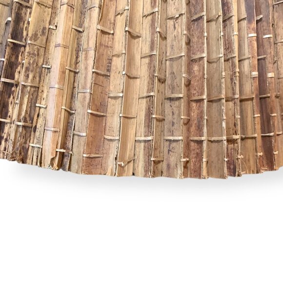 VTG MCM 60s Rattan Lamp Shade Pleated Palm Leaf Bamboo Natural Brown 15.5"Tall - Picture 10 of 16